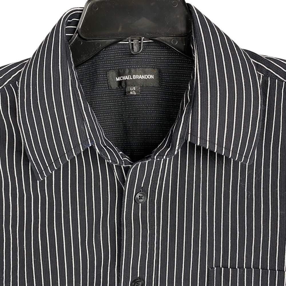 Michael Brandon Shirt Mens‎ Large 16 1/2 Striped Button-Up Business Formal Club